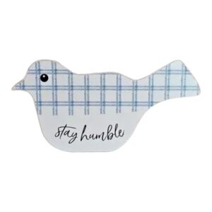 Old East Main Co Modern Cottage Wood Block Quote Bird Tabletop Decor Gingham